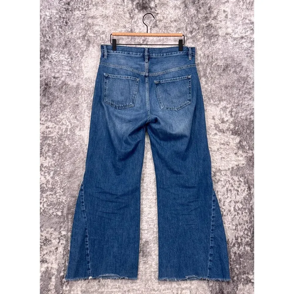 Frame Jeans 27 Womens Le Baggy Palazzo Cropped Raw Hem In Seafarer Wash - Picture 2 of 8
